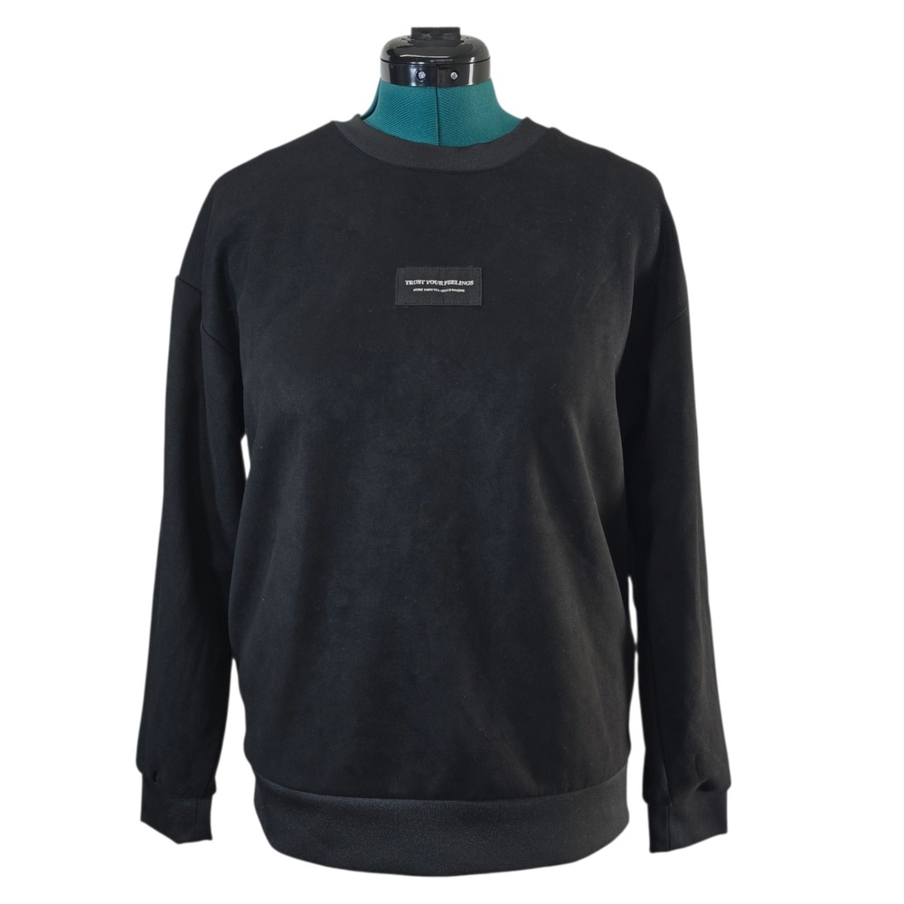 Zara Black Graphic Text‎ Sweatshirt Casual Everyday Trust Your Feelings M